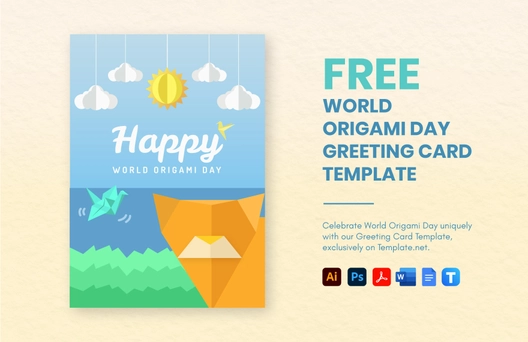 World Origami Day Greeting Card Template