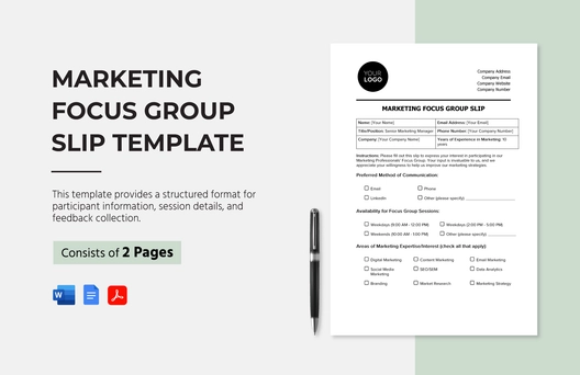 Marketing Focus Group Slip Template