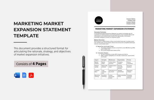 Marketing Market Expansion Statement Template