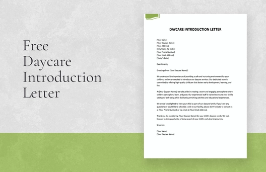 Daycare Introduction Letter