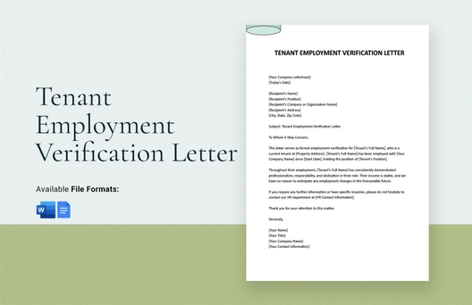 Tenant Employment Verification Letter Tenant Employment Verification Letter