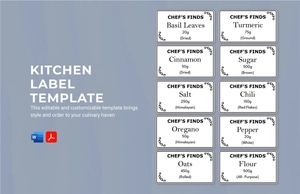 Kitchen Label Template