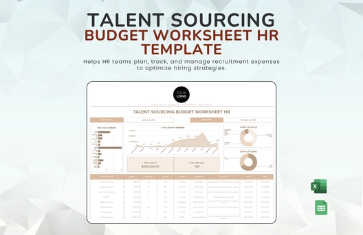 Talent Sourcing Budget Worksheet HR Template