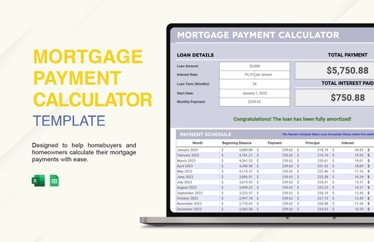 Mortgage Payment Calculator Template