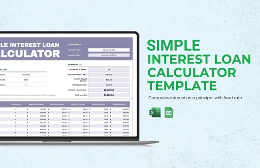 Simple Interest Loan Calculator Template