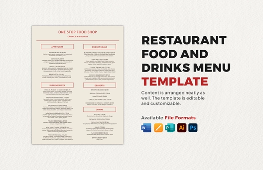 Restaurant Food and Drinks Menu Template