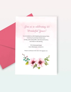 25th Wedding Anniversary Invitation Template