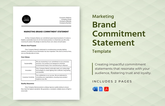 Marketing Brand Commitment Statement Template