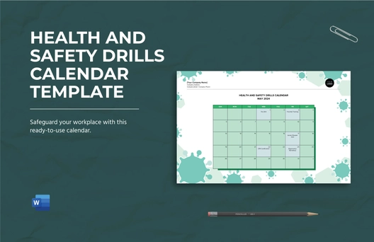 Health and Safety Drills Calendar Template