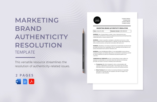 Marketing Brand Authenticity Resolution Template