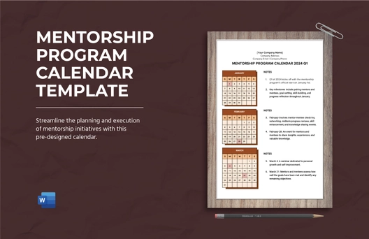 Mentorship Program Calendar Template
