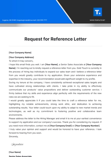 Free Request for Reference Letter Template to Edit Online