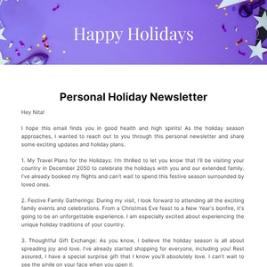 Free Personal Holiday Newsletter  Template to Edit Online