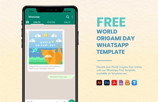 World Origami Day WhatsApp Post Template