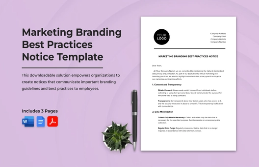 Marketing Branding Best Practices Notice Template