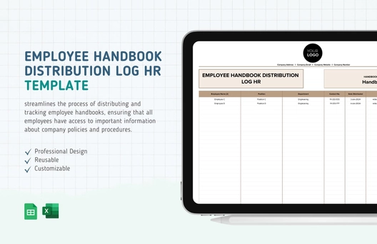 Employee Handbook Distribution Log HR Template