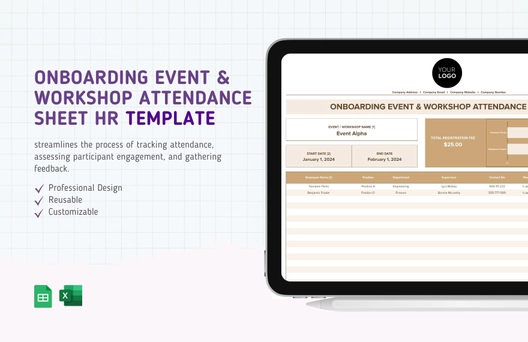 Onboarding Event & Workshop Attendance Sheet HR Template