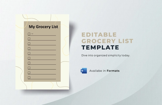 Editable Grocery List Template