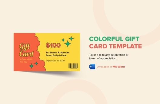 Colorful Gift Card Template