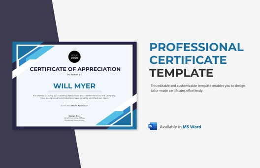 Professional Certificate Template