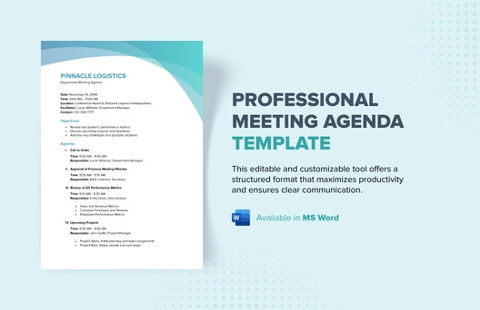 Professional Meeting Agenda Template Professional Meeting Agenda Template