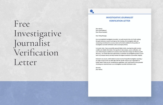 Investigative Journalist Verification Letter