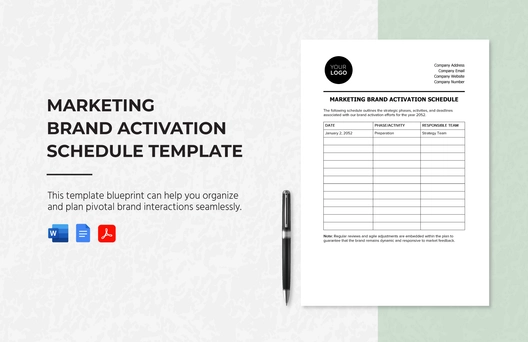 Marketing Brand Activation Schedule Template Marketing Brand Activation Schedule Template