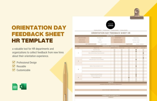 Orientation Day Feedback Sheet HR Template