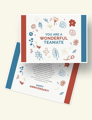 Employee Anniversary Card Template