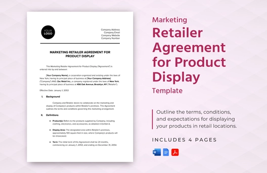 Marketing Retailer Agreement for Product Display Template Marketing Retailer Agreement for Product Display Template