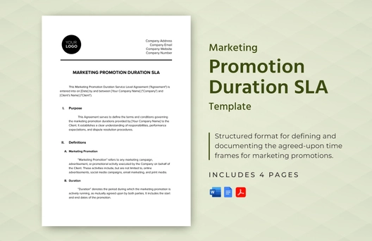 Marketing Promotion Duration SLA Template