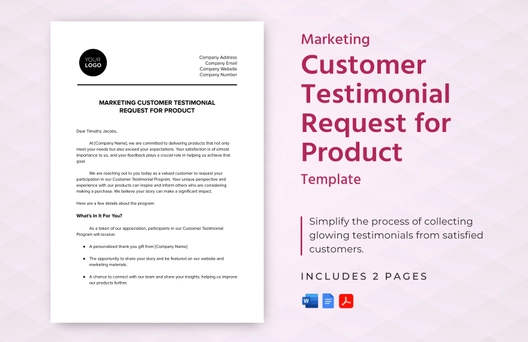 Marketing Customer Testimonial Request for Product Template
