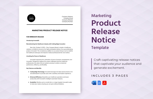 Marketing Product Release Notice Template