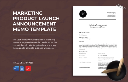 Marketing Product Launch Announcement Memo Template