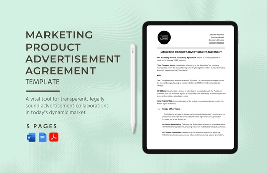 Marketing Product Advertisement Agreement Template Marketing Product Advertisement Agreement Template