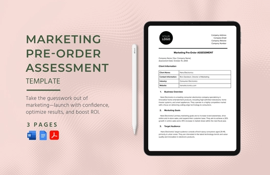 Marketing Pre-Order Assessment Template Marketing Pre-Order Assessment Template