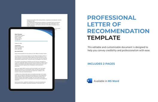 Professional Letter of Recommendation Template