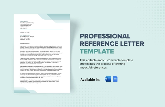 Professional Reference Letter Template