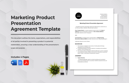 Marketing Product Presentation Agreement Template Marketing Product Presentation Agreement Template