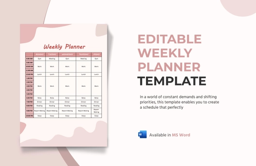 Editable Weekly Planner Template