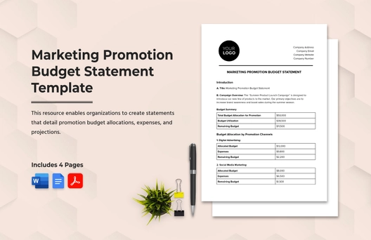 Marketing Promotion Budget Statement Template