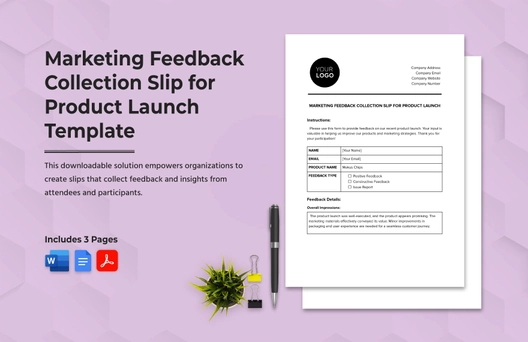 Marketing Feedback Collection Slip for Product Launch Template Marketing Feedback Collection Slip for Product Launch Template
