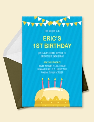 Kids 1st Birthday Invitation Template
