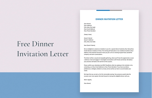Dinner Invitation Letter Dinner Invitation Letter