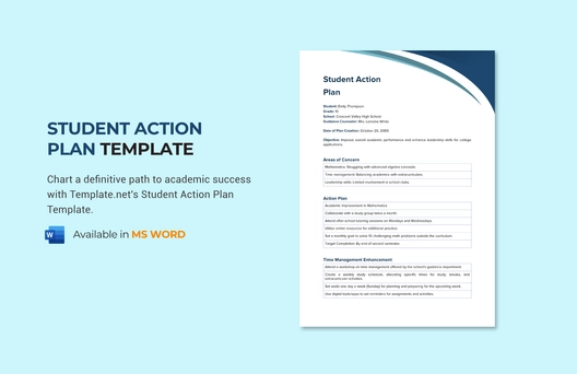Student Action Plan Template