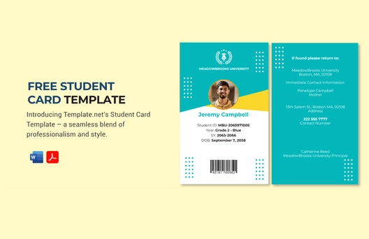 Student Card Template
