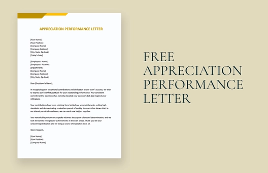 Appreciation Performance Letter Appreciation Performance Letter