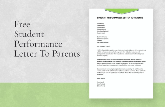 Student Performance Letter To Parents