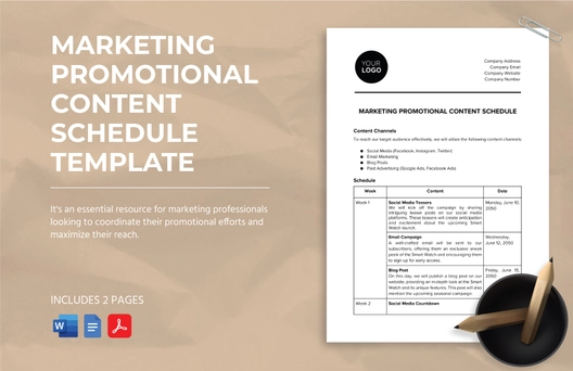 Marketing Promotional Content Schedule Template Marketing Promotional Content Schedule Template