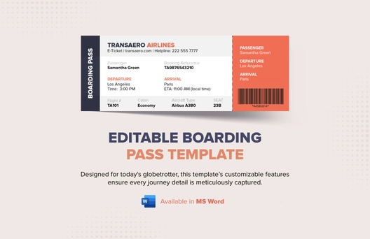 Editable Boarding Pass Template